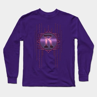 Monogram R Letter Purple Vintage Glamour Long Sleeve T-Shirt